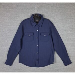 American Giant Mens Jacket M Dark Blue Snap Shacket Redwood Fleece Overshirt
